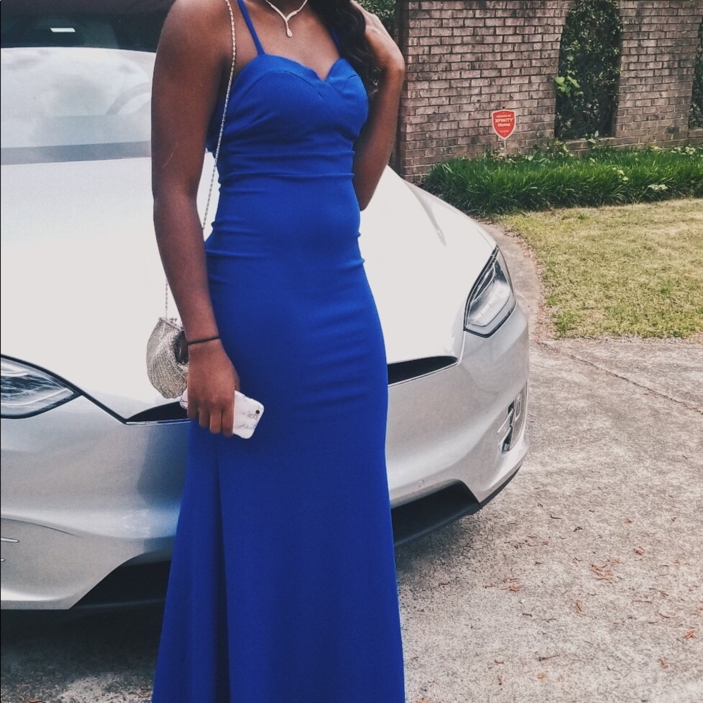 Blue floor length dress